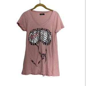 Lauren Moshi Dusty Pink Dream Metallic T Shirt S